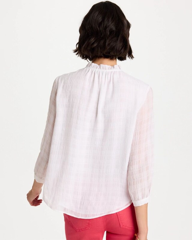 Cutwork Trim Chiffon Blouse - image 4